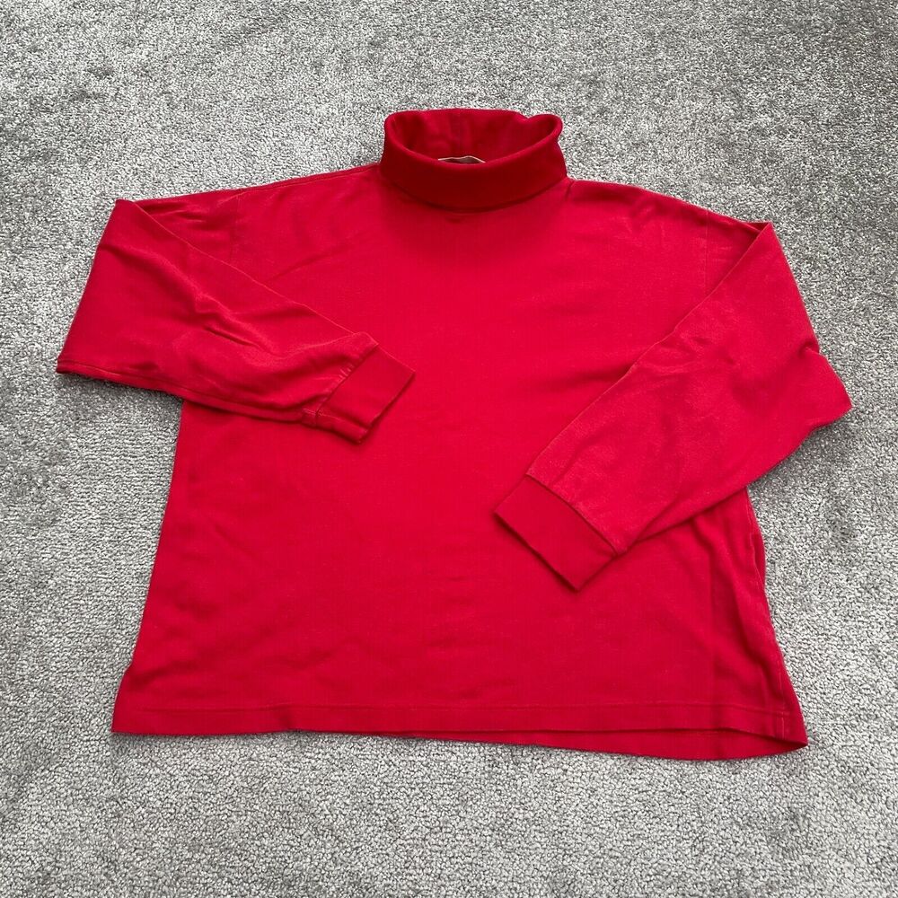 Arizona Jeans Turtleneck Basic Shirt Womens Large Red Long Sleeve Cotton Casual